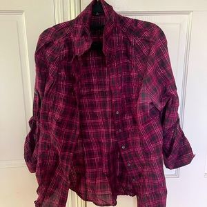 Express plaid women's button up shirt